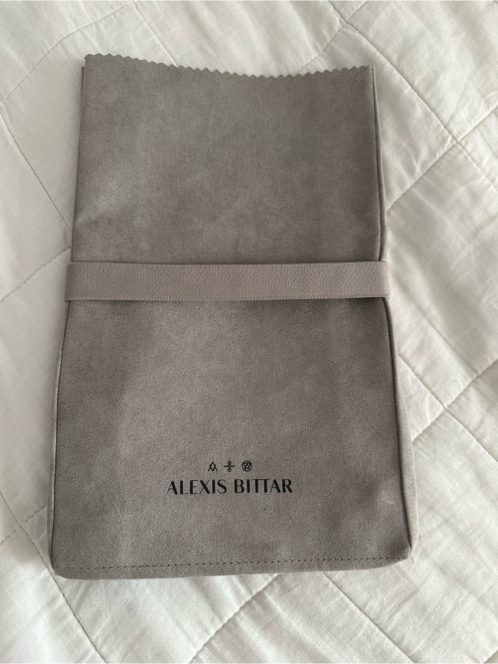 Alexis Bittar Gray Suede Pouch. All suede. All soft.